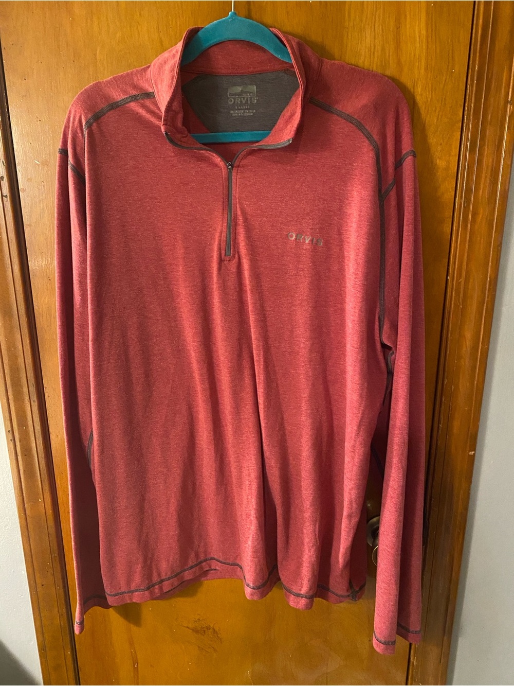 Orvis Men's Heathered Red Quarter-Zip Pullover